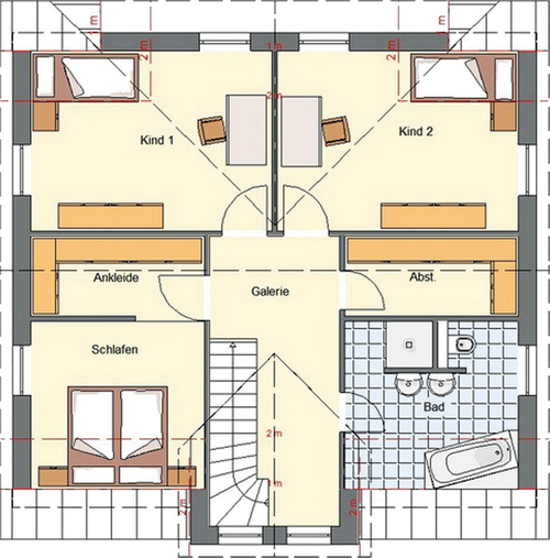 EWA-Landhaus Teltow 164qm Hausbau Berlin Brandenburg Potsdam Grundriss Dachgeschoss