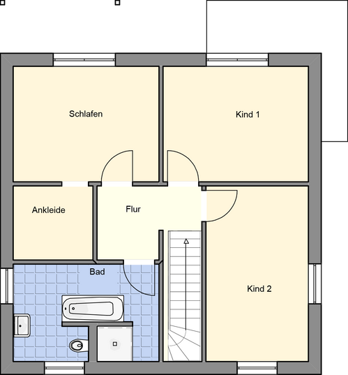 EWA-Stadtvilla Toskana 136qm Hausbau Berlin Brandenburg Potsdam Grundriss Obergeschoss