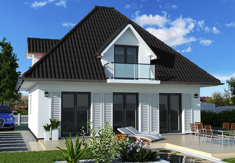 EWA-Bungalow Hiddensee 142qm Hausbau Berlin Brandenburg Potsdam Rückansicht