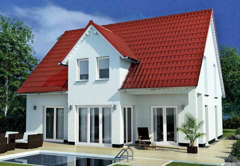 EWA-Landhaus Prignitz 187qm Massivhausbau Leipzig Halle Wittenberg rotes Dach