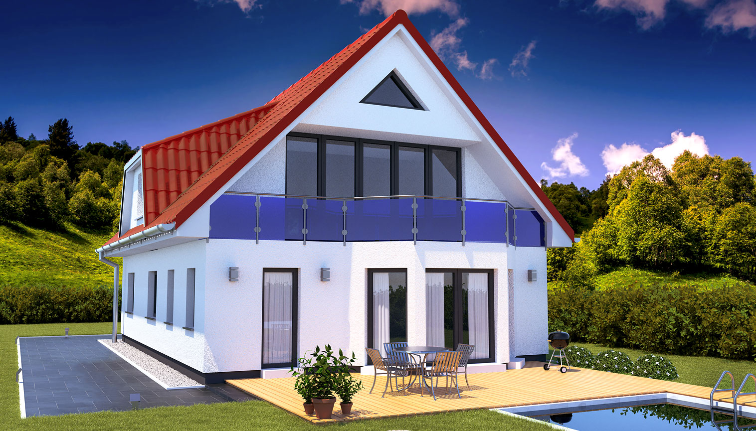 EWA-Zweifamilienhaus-Großbeeren-202qm-Hausbau-Berlin-Brandenburg-Magdeburg-Rückansicht-rotes-Dach EWA-Zweifamilienhaus Großbeeren 202qm Hausbau Berlin Brandenburg Magdeburg Rückansicht rotes Dach