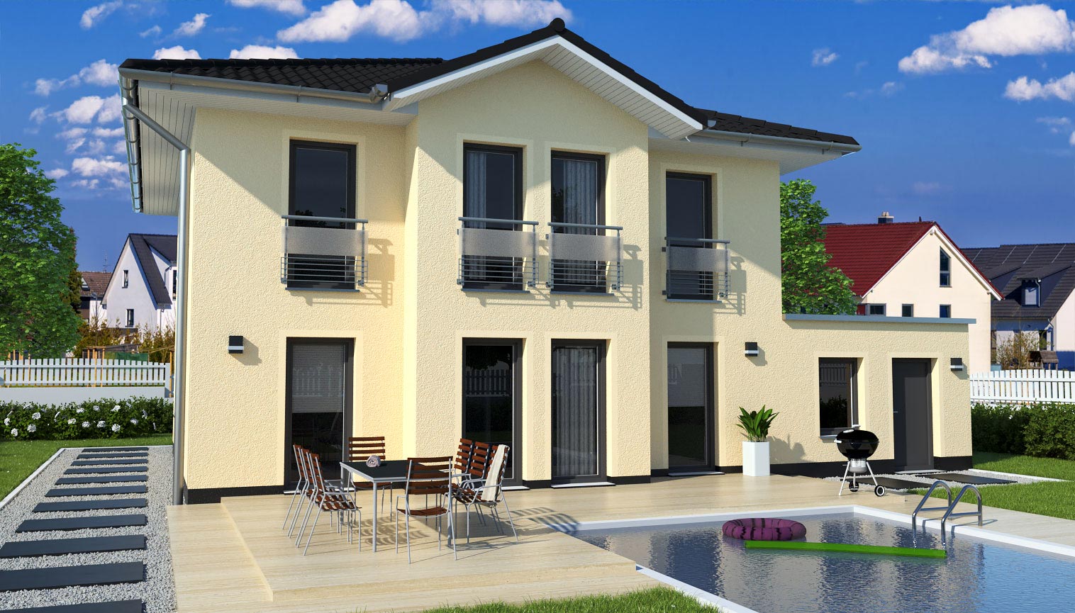 EWA-Stadtvilla Berlin 158qm Hausbau Berlin Brandenburg Magdeburg-Rückansicht