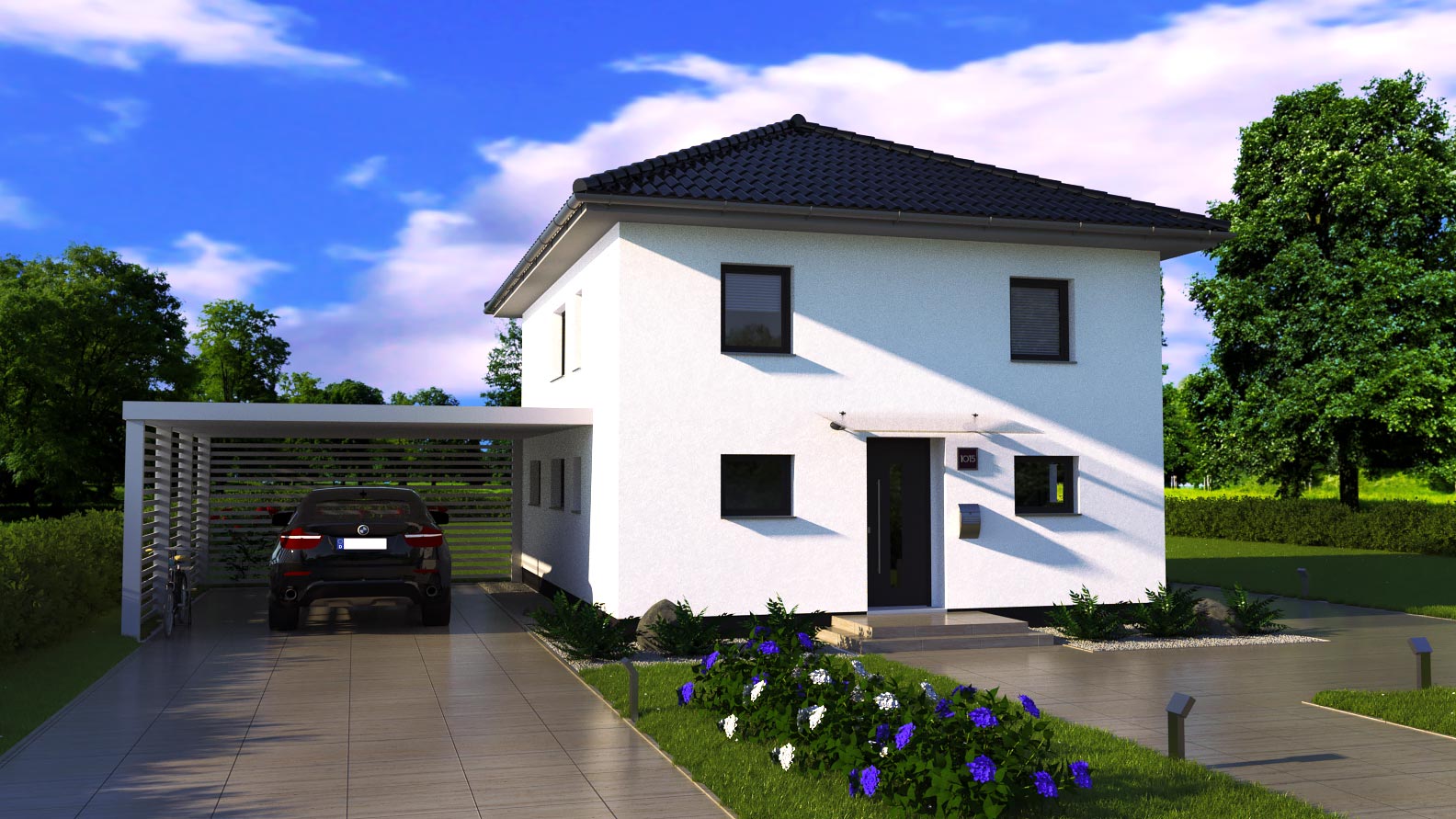 EWA-Stadtvilla Halle 153qm Hausbau Berlin Brandenburg Magdeburg Vorderansicht