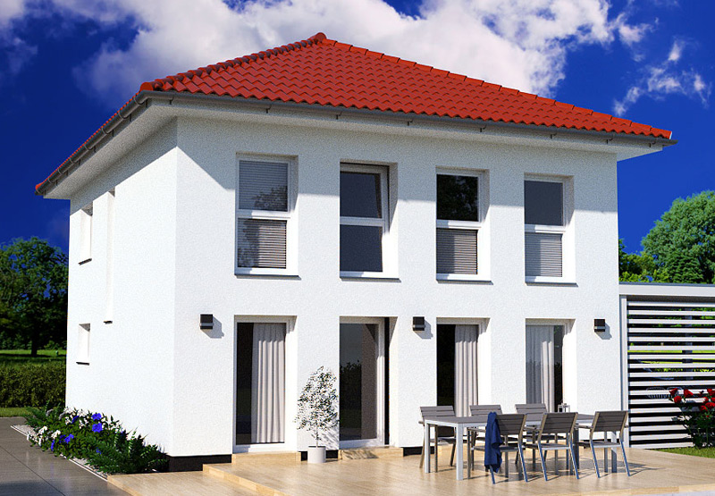 EWA-Stadtvilla Halle 153qm Hausbau Berlin Brandenburg Magdeburg rotes Dach