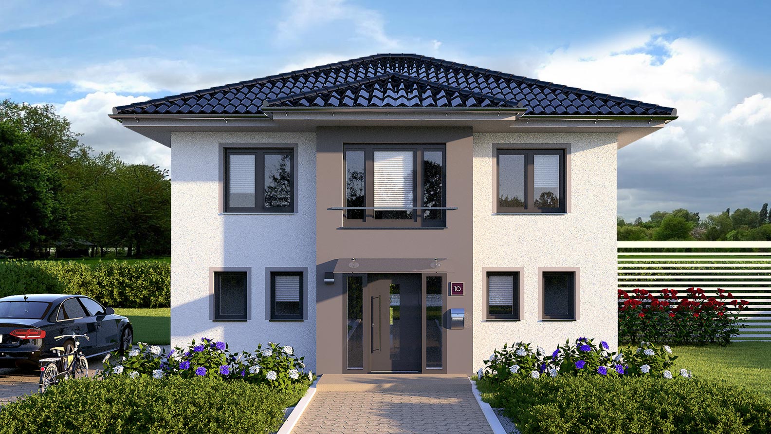 EWA-Stadtvilla Lichterfelde 163qm Massivhausbau Leipzig Halle Wittenberg Frontalansicht