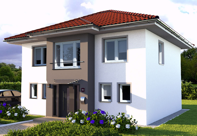 EWA-Stadtvilla Lichterfelde 163qm Massivhausbau Leipzig Halle Wittenberg rotes Dach