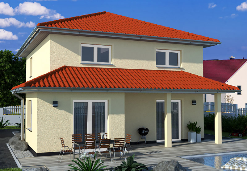 EWA-Stadtvilla Toskana 136qm Hausbau Berlin Brandenburg Potsdam rotes Dach